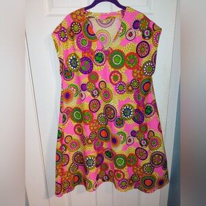 Vibrant Multicolor Circle Pattern Dress